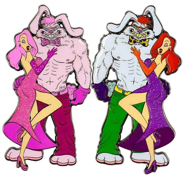 Top Factory Wholesale Custom Metal beauty and the beast badge Classic Anime Style Golden pine powder Hard Lapel Pins