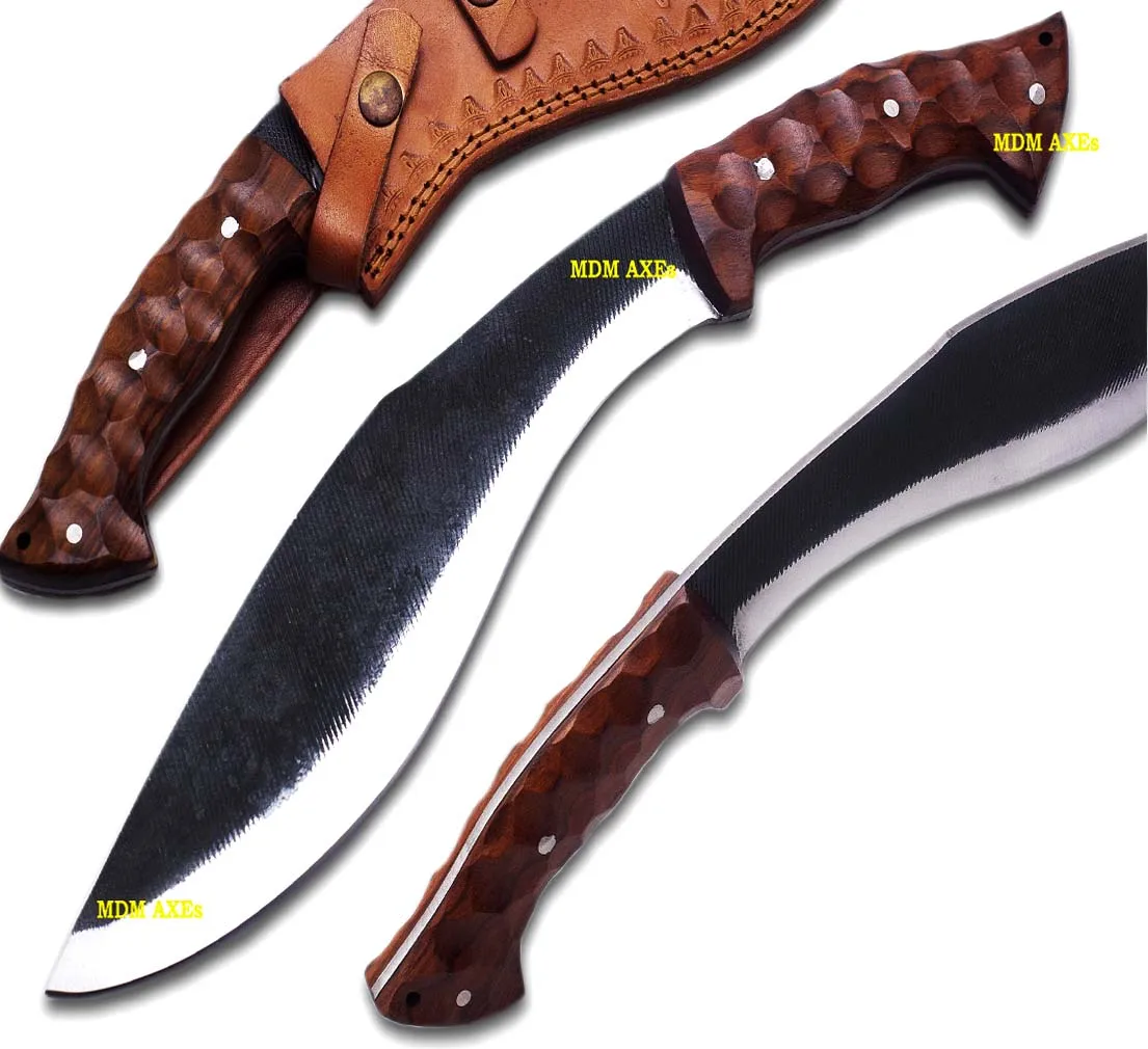 Custom Made Forged Steel High Carbon Steel Knife With Rose Wood & Leather Sheet, Knife Camping Hiking Survival Knife