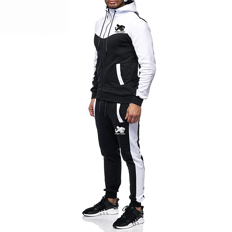 Gym Workout Tech Fleece Tracksuits Contrast panel work Muscle Fit Beast Body Active Wear OEM Blend Track Suits Sweat Suits