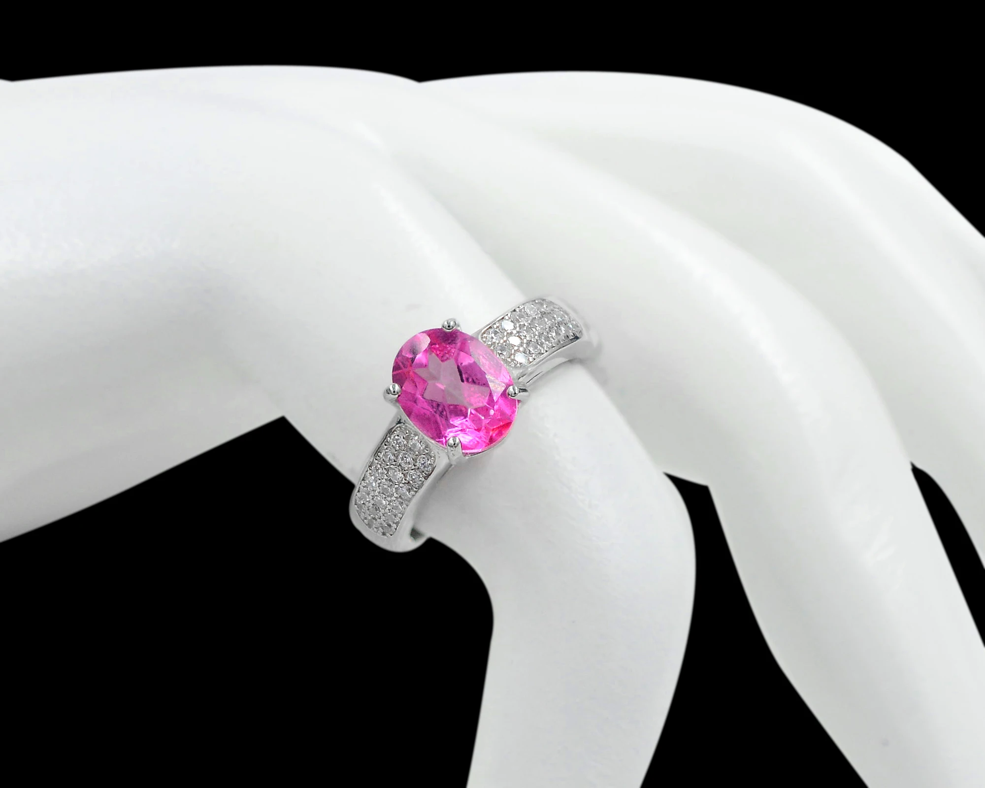 High Quality Pink Topaz 9x7 MM Natural Gemstone 925 Solid Silver For Women Designer Jewelry Ring By Direct Supply From Factory