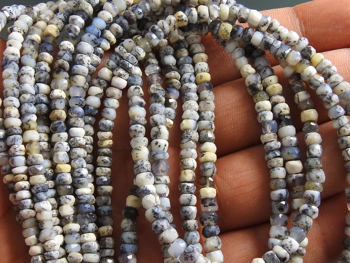 100%Natural Dendrite Opal Faceted Roundel Bead Loose Stone Handmade Shaded Necklace For Making Jewelry