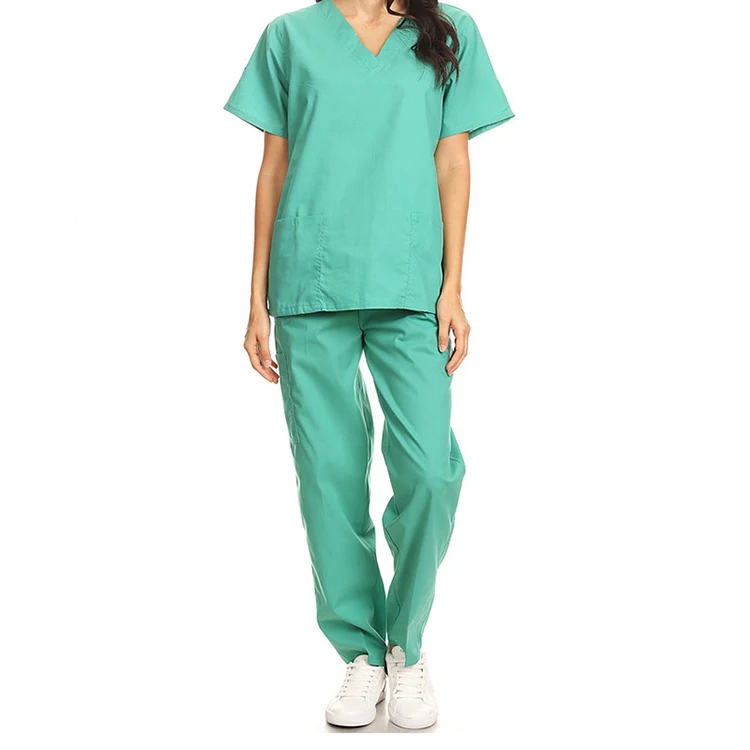Professionals sale in the world Factory OEM Elastic Women V Neck Short Sleeve Nurse Uniform with comfortable Scrub Uniform