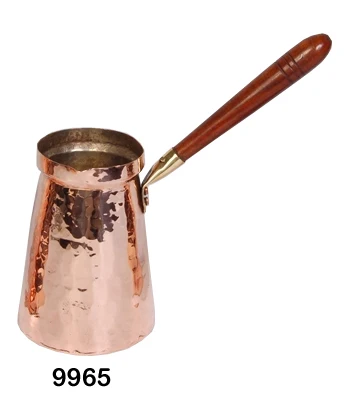 Turkish Copper  Coffee pot with Wooden Handle and Shiny polish Copper Milk pot for Kitchen Use Copper milk pot