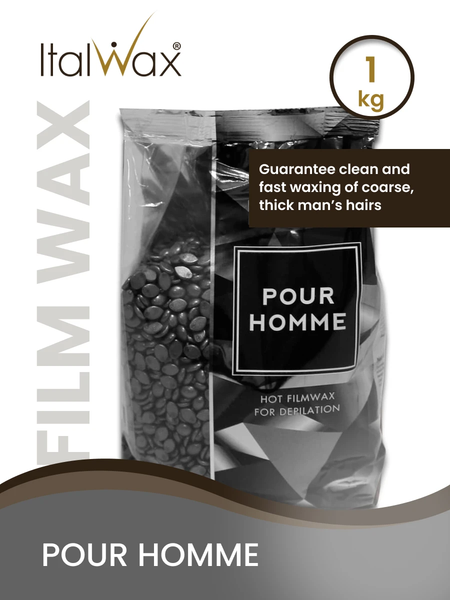 Hot film wax in granules Pour Homme 1 kg clean and quick epilation of coarse, thick male hair, depilate
