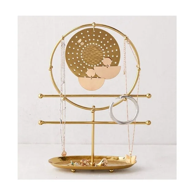 Latest Design Gold Metal Necklace Holder With Prime Quality Three Tiers Jewelry Display Stand at Affordable Prices