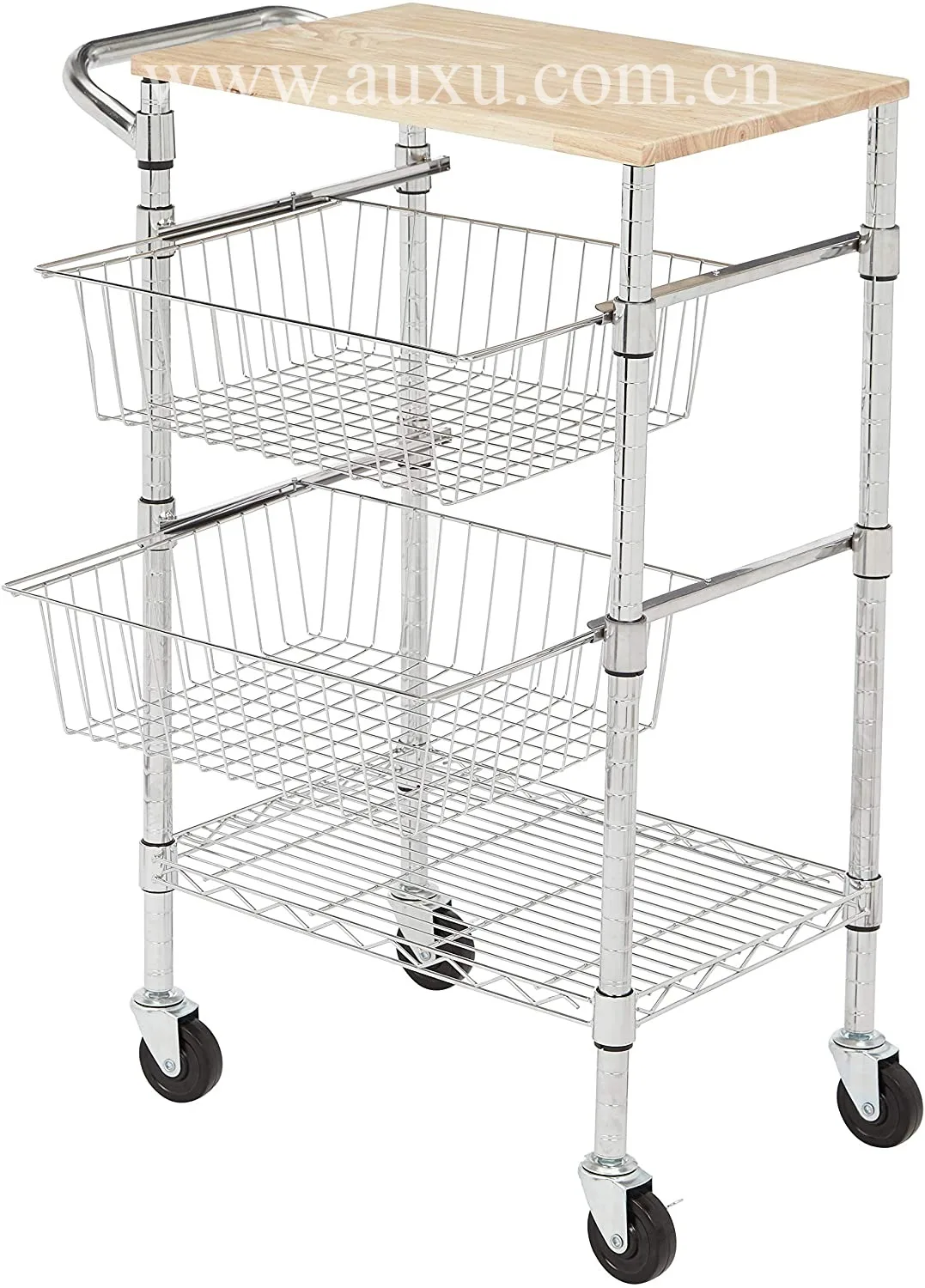 3 этажная металлическая корзина для волочения с деревом Кухонная Тележка с горкой корзина
