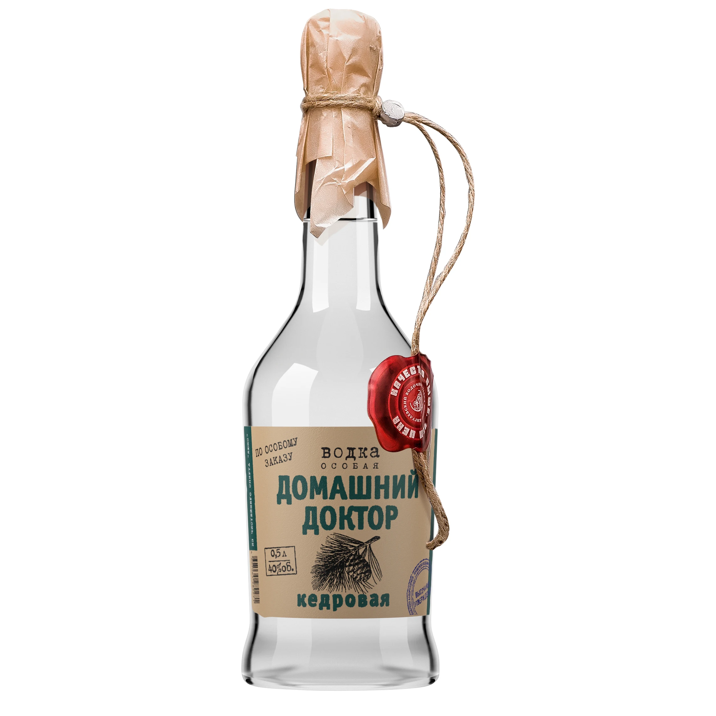Алкоголь класса люкс (40% Альк.) Бутылка в стеклянной упаковке «Семейный врач» (кедр) 500 мл русская натуральная
