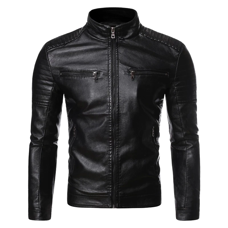 Mens Leather Jacket for Motorcycle and Casual Wear Men Jacket Leather Shell for Winter Custom Packing Slim Woven
