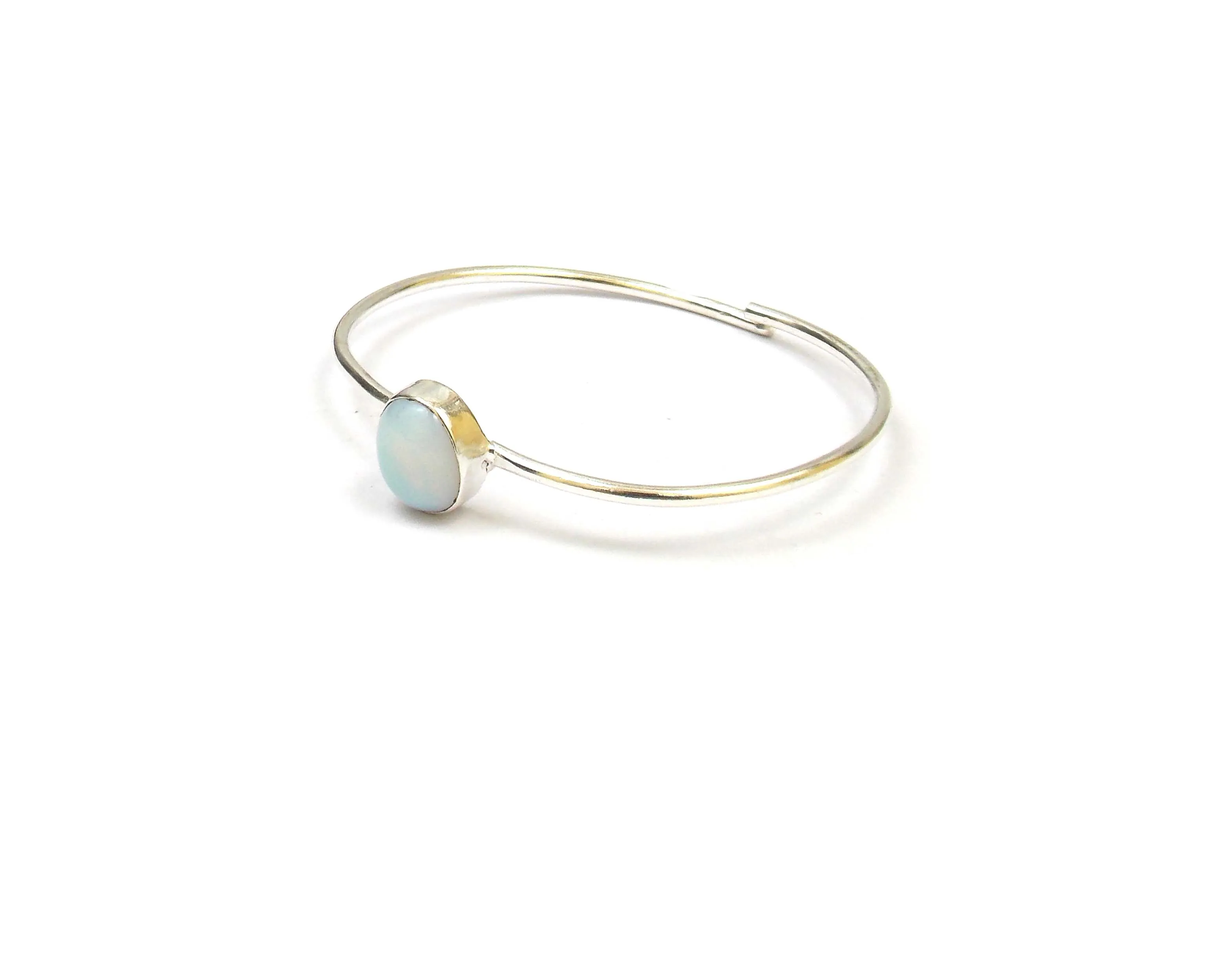 White Opal Oval Shape Gold Plated Jewelry Making Adjustable Gemstone Bangles Best Gift For Valentines Day