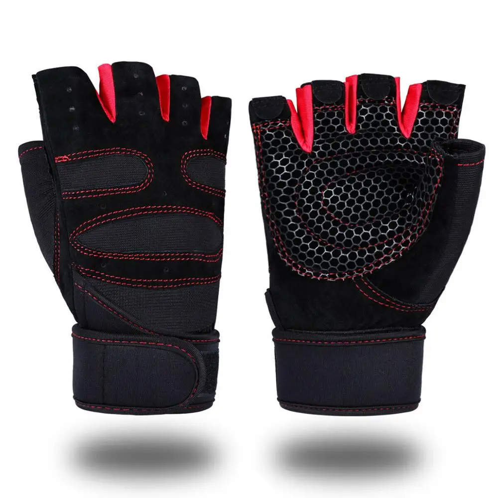  Workout Gloves Fitness Gym Sports Training Weight Lifting With Wrist Wrap Weightlifting Custom