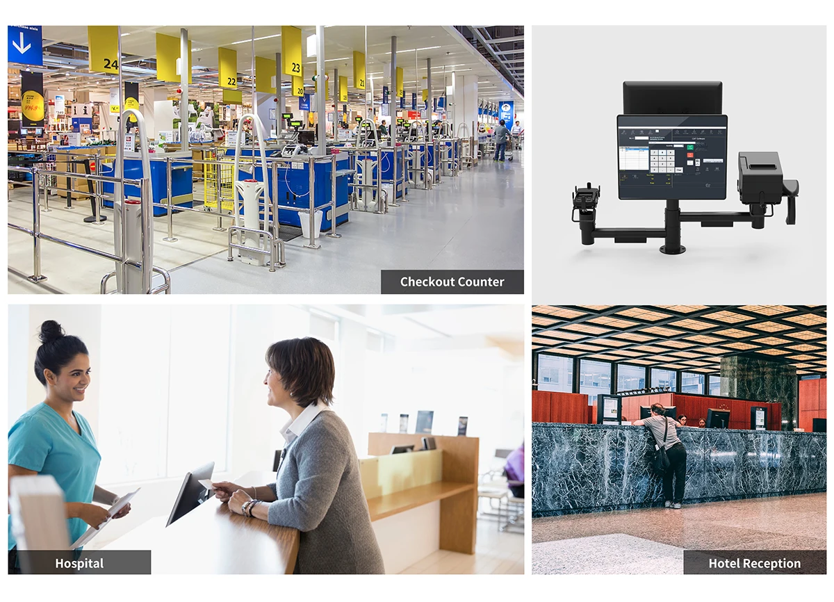 Tech Lab Pole Mount Stand Mounting Solutions for Pos Commercial Display System Rotate 360 Around the Pole be Adjustable