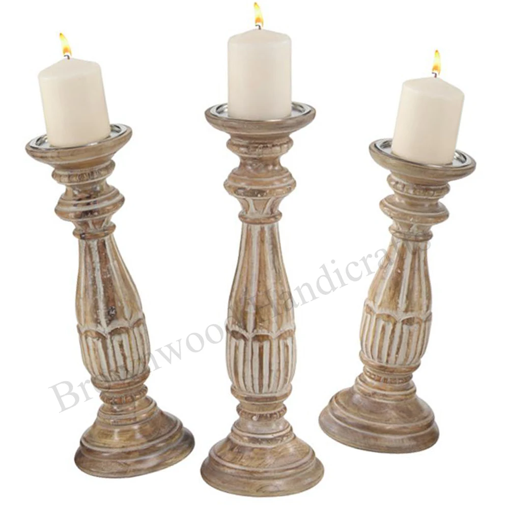 Лидер продаж деревянный художественный дизайнерский подсвечник набор из 3