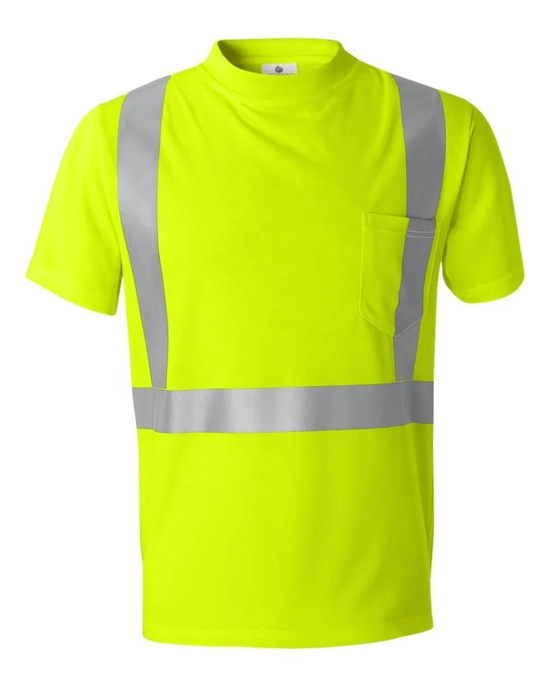 
Promotional OEM ODM Blank construction worker Polyester Reflective Tape Safety High Visibility Breathable tee for worker 