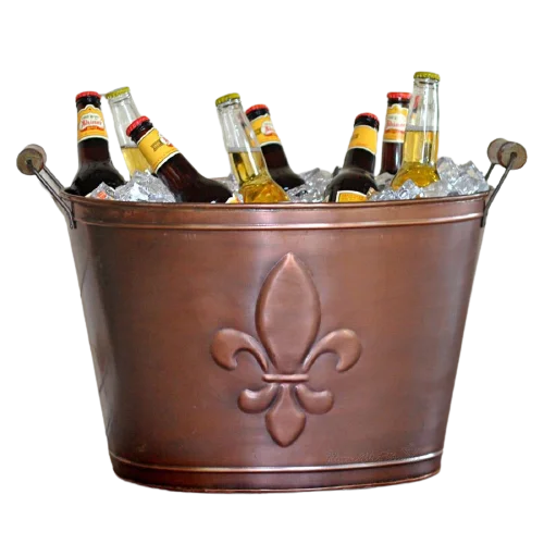 KHAN EXIMPO High Quality Antique Hammered Copper Plated Wine Ice Bucket for Bar & Parties Rectangle Beer Chiller Tub