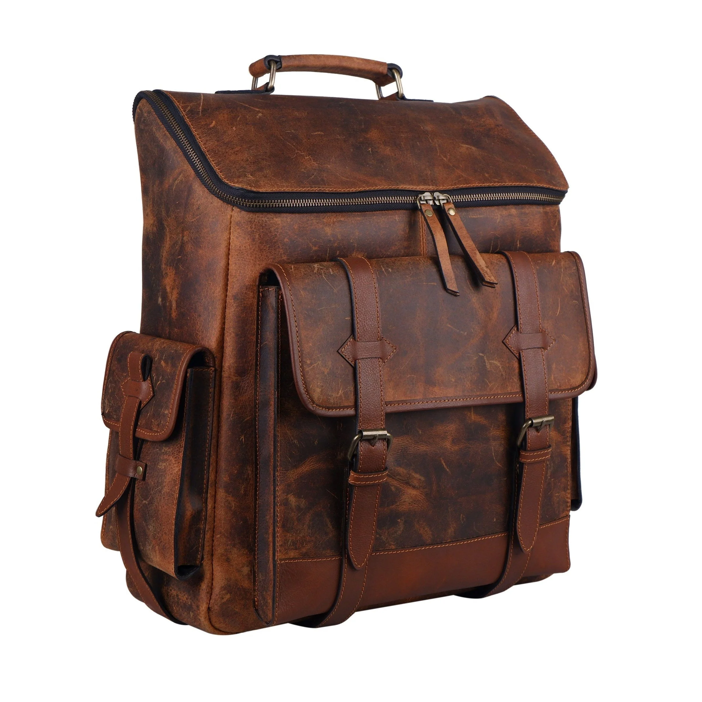 High Quality 100% Pure Buffalo Leather Multipurpose Travel Office Backpack Laptop Bag Collage Bag Business Bag for Men and Women