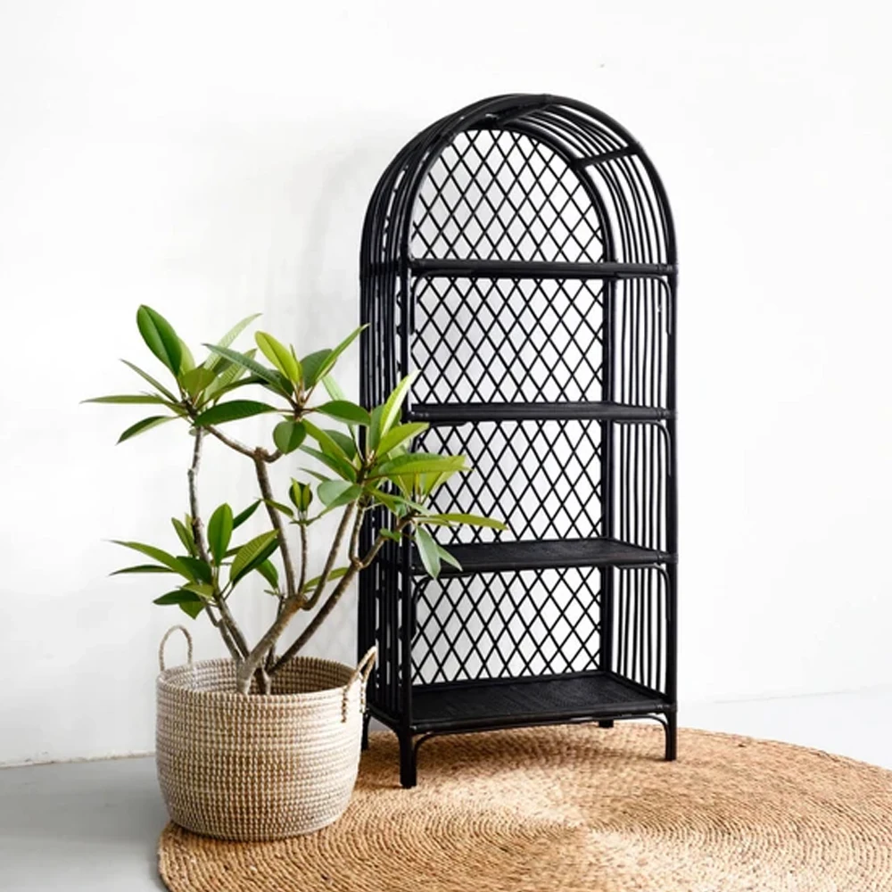 
Vintage Home Decorative Rattan Black Bookshelf Made in Vietnam Wholesale 