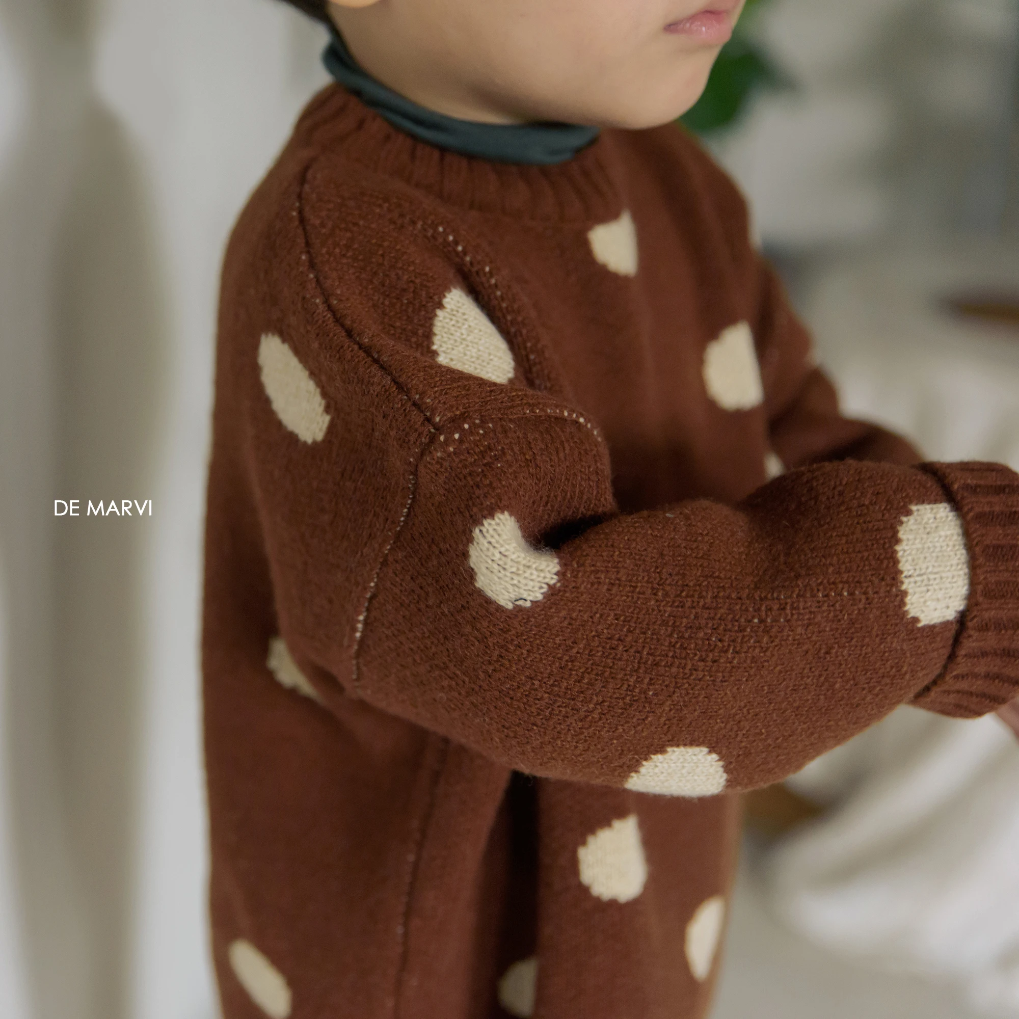 DE MARVI Kids Toddler Dots Design Pullover Sweater Winter Autumn Clothing Fashion OEM Wholesale MADE IN KOREA