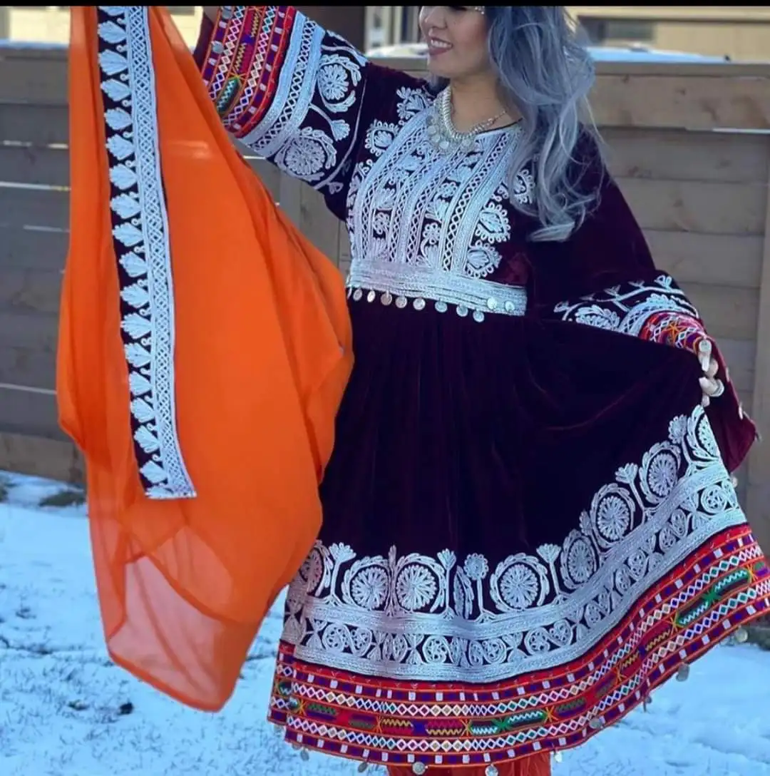 New Designs 2022 2023 Afghani Kuchi Dresses For Eid quality solid color Embroidery long sleeve Afghan women dress