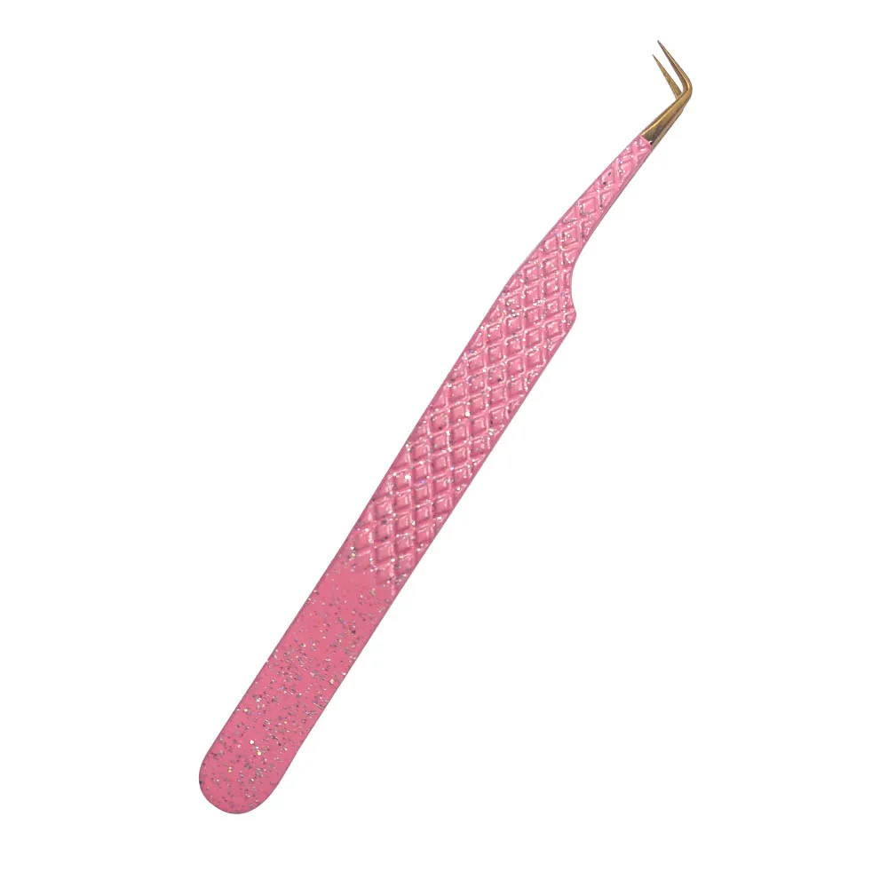 
Custom Eyelash Tweezers Logo Volume Eyelash Extension Tweezers Private Label Stainless Steel Pink Tweezers 