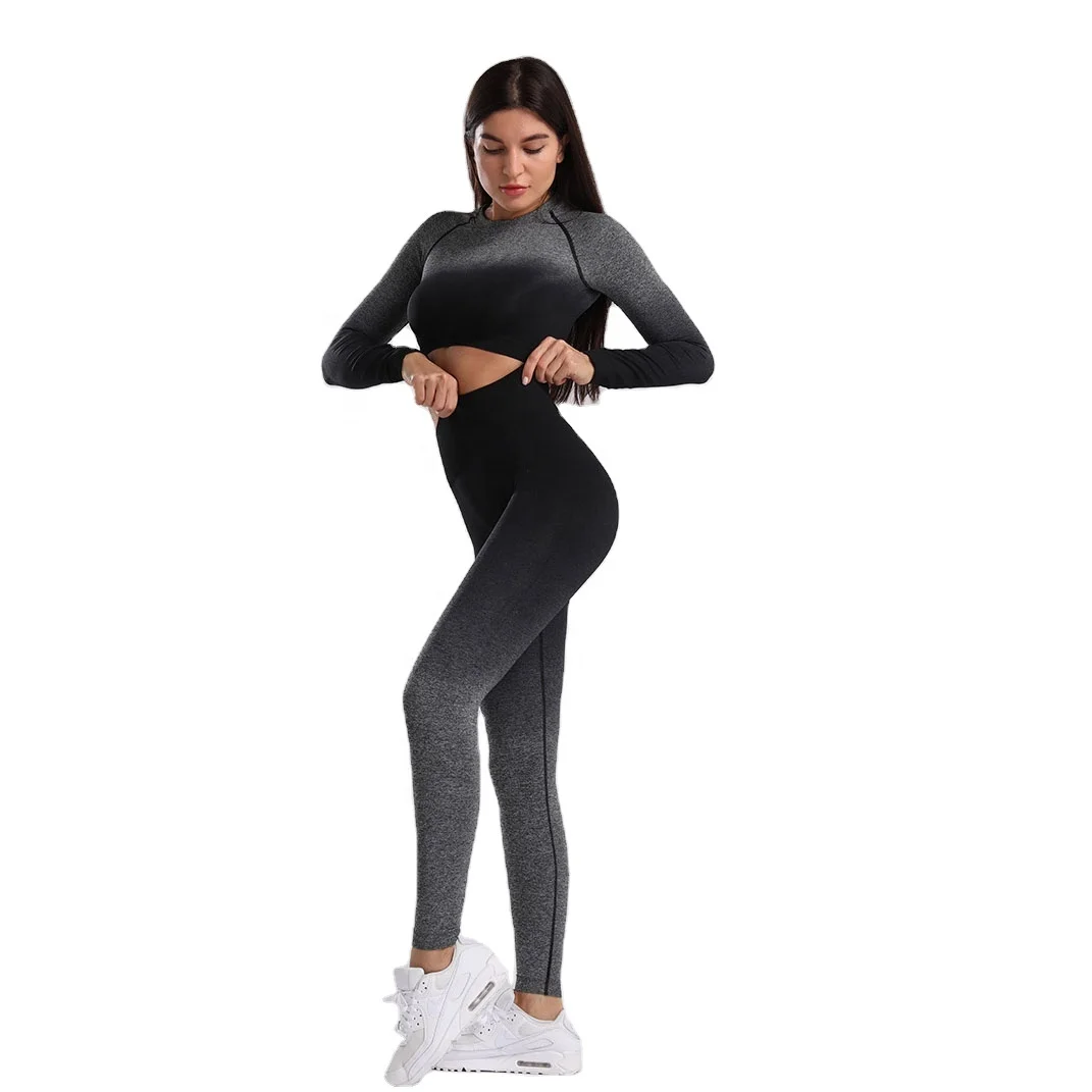 New Arrivals Women High Elastic 2 Piece Slim Fit Seamless Fitness Yoga Active Wear Set