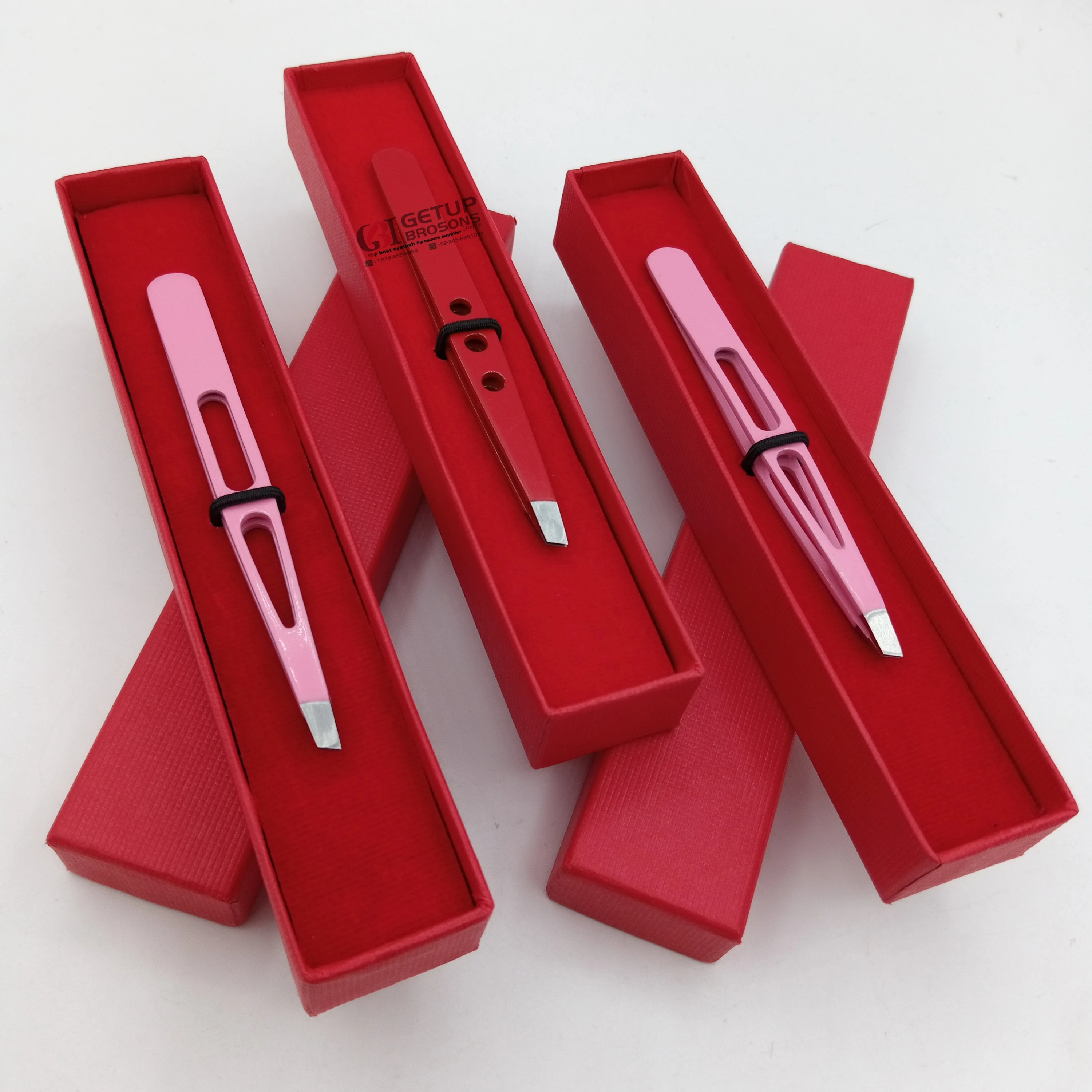 Professional Quality Product Different Colors Powder Coating Eyebrow Extension Tweezers Stainless Steel Silver Tip Beauty Tools