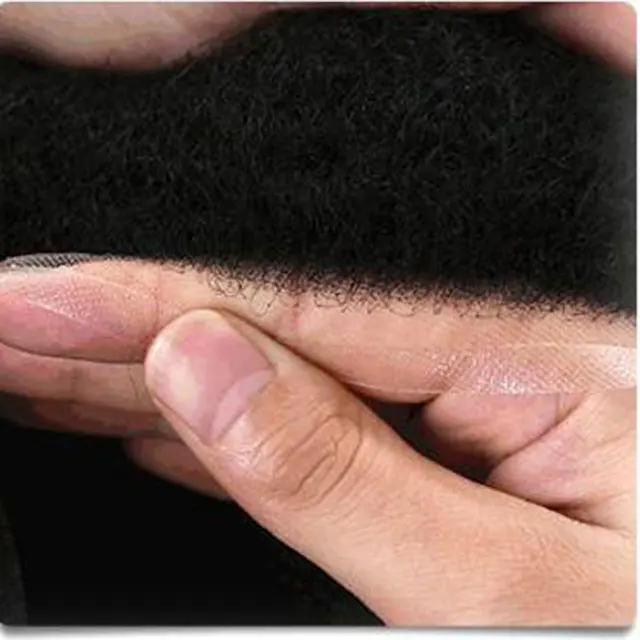 Wig For Black Men, Mens Afro Kinky Curl Human Hair Wig mono PU Lace Bases Toupee Unit Piece Replacement System