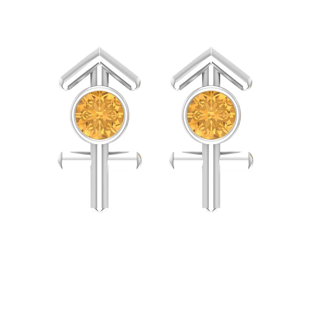  Серьги-гвоздики в виде знаков зодиака Стрелец серьги-гвоздики из цитрина