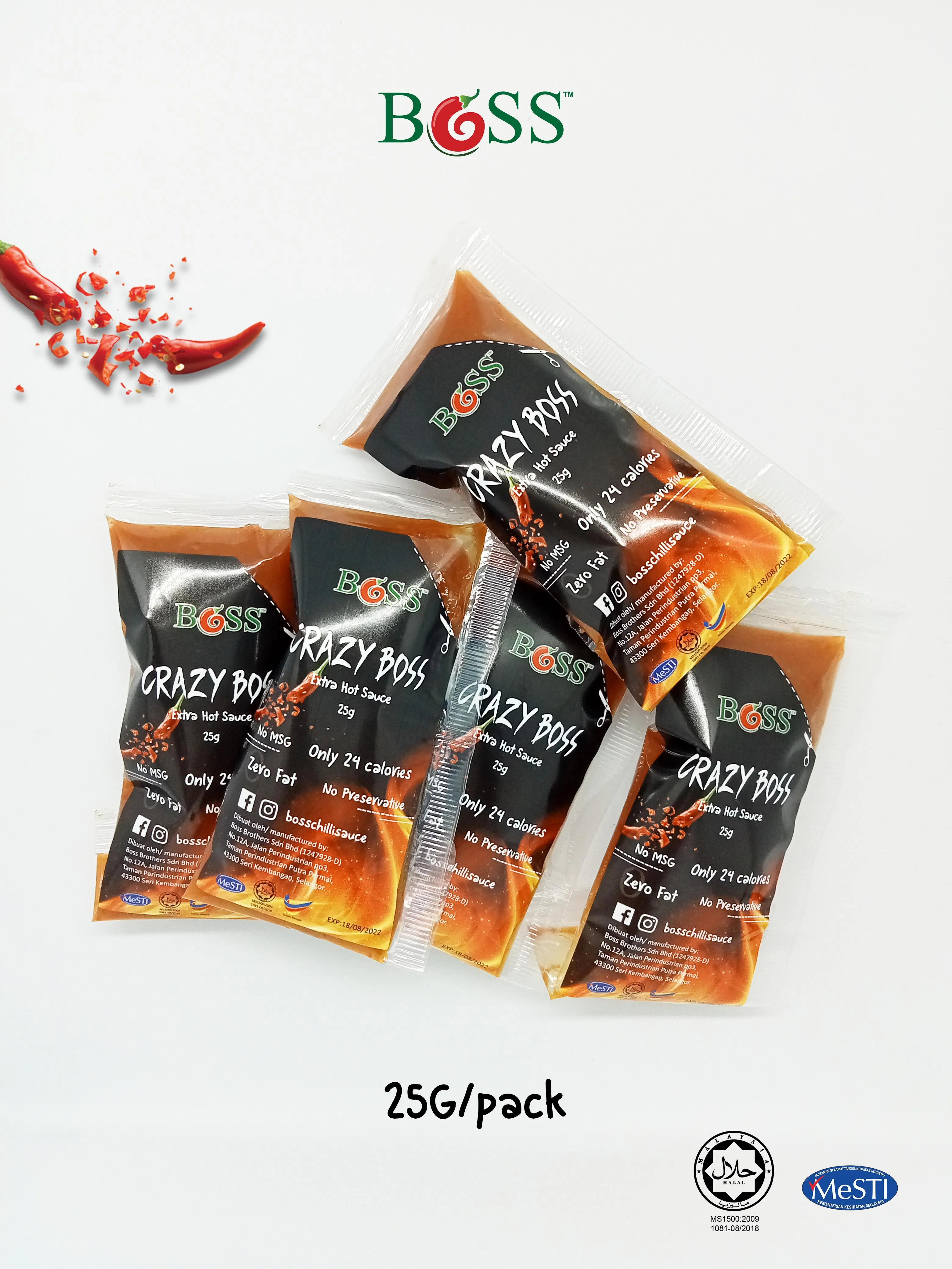 Made in Malaysia 25g Gluten Free no Coloring OEM Extra Spicy & Extra Hot chili sauce for Dipping & Cooking- Seafood