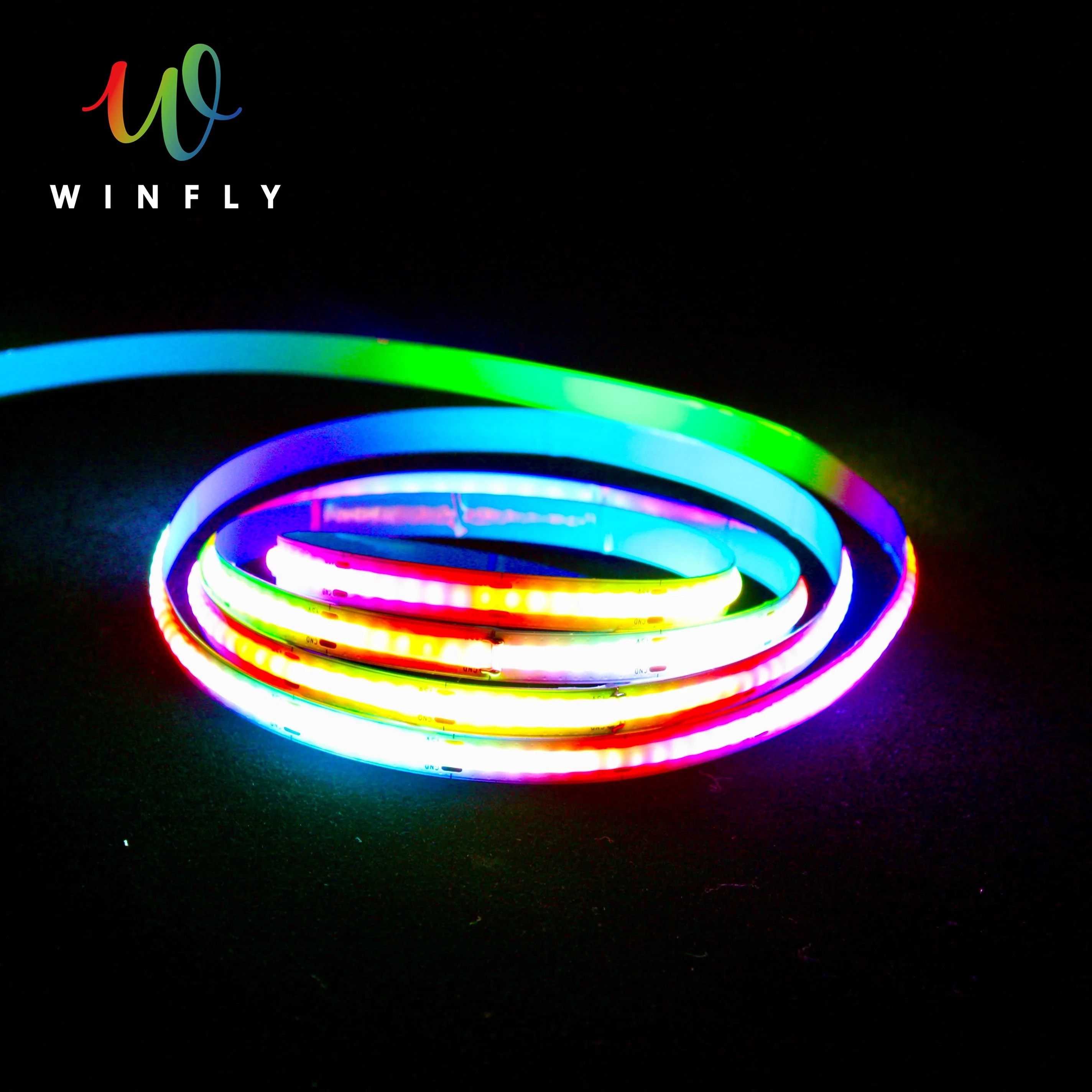 Flexible COB LED Strip Light RGB Rainbow WINFLY210 with Remote Control Lighting for Decoration Bedroom Car House