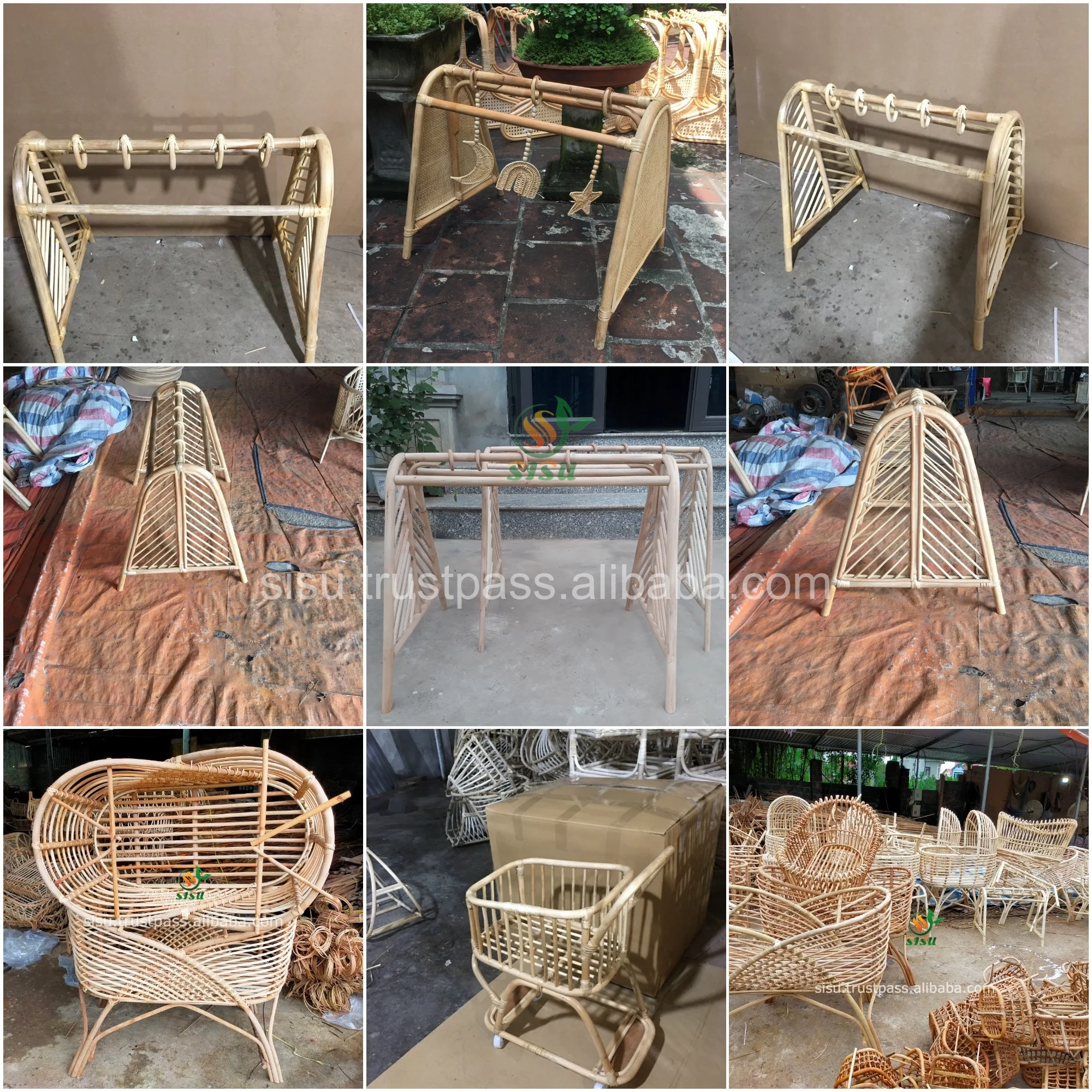 SISU/RFK-017 Rattan Baby Play Gym Furniture for Bedroom Use for Babies and Kids