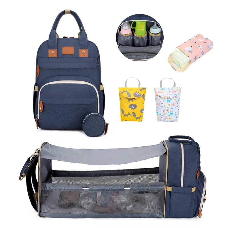 3 in 1  multifunctional baby diaper bag backpack match nappy wet bag with changing mat station