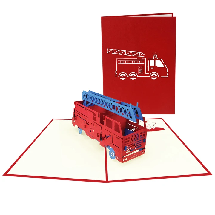 3D пожарная машина 3D выдвижная поздравительная открытка ручной работы Вьетнам