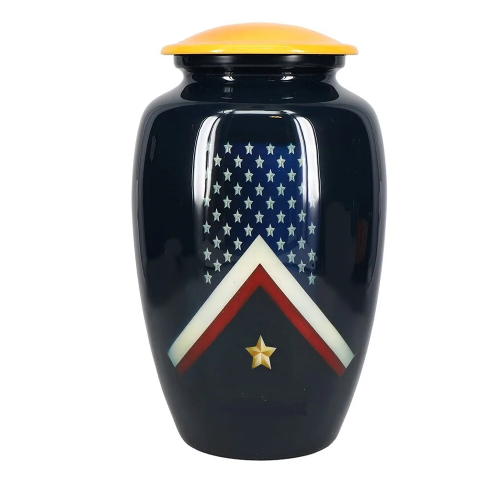 USA Flag and Falcon Themed American Style High Glossy Adult Ashes Funeral Memorial Cremation Urn For Human Ashes Wholesaler.