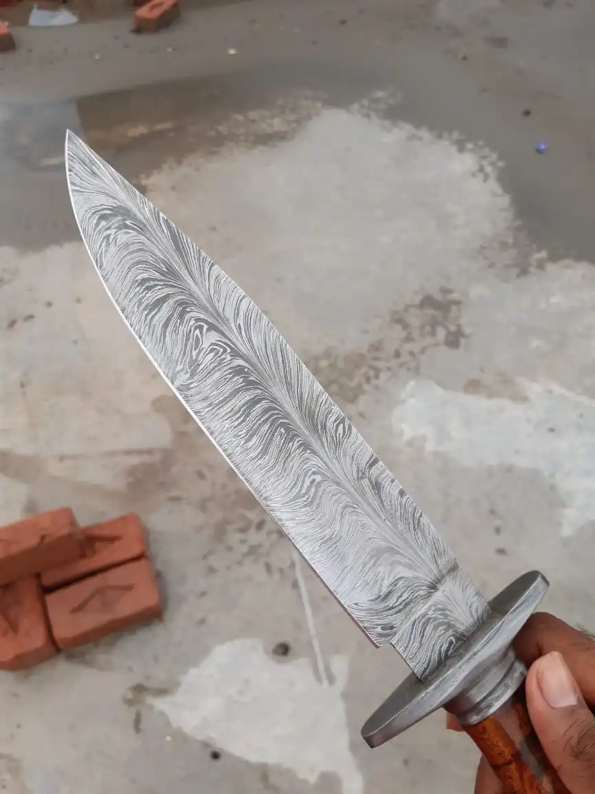 
15 Inches Long Exposed Tang Handmade Carbon Steel Hunting Bowie Knife with High Quality Gift knife Outdoor knife Razor sharp 