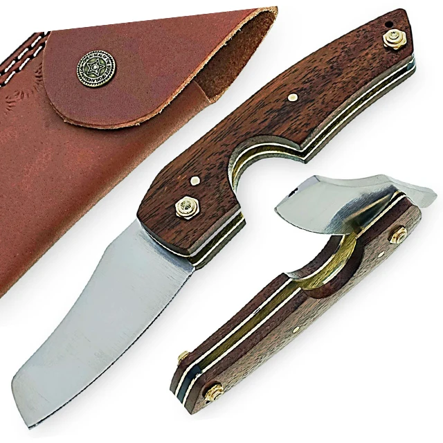 Custom Handmade D2 Steel Pocket Knife Multi Use Luxury Cigar Cutter And Leather Pouch
