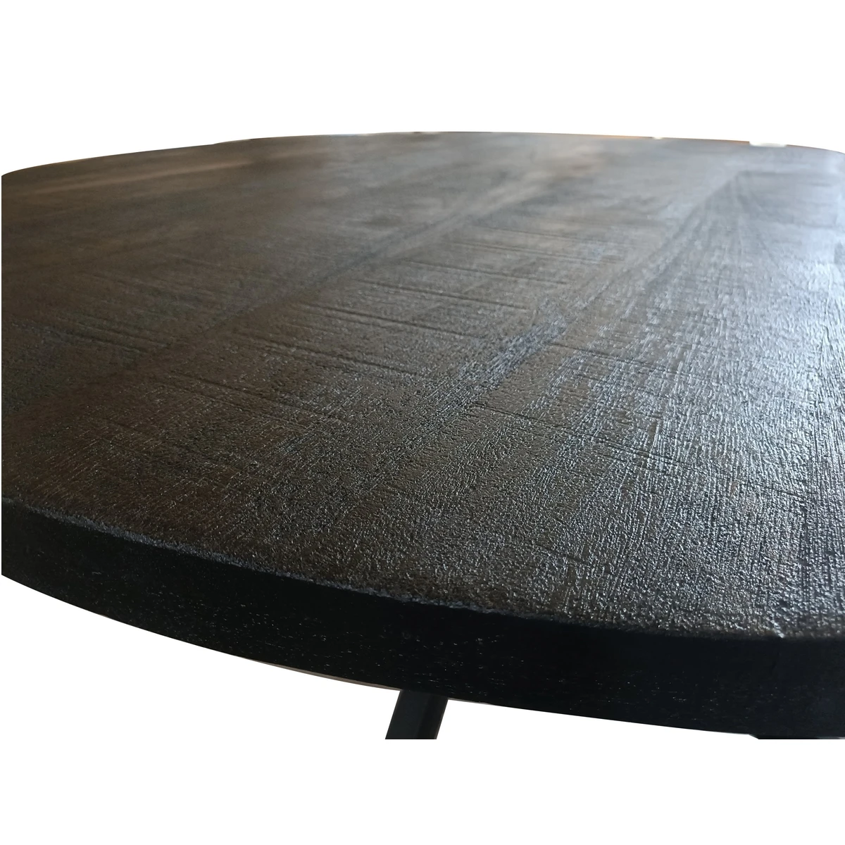 massive solid wood black Round dining table vintage industrial style 2022 mango wood dining table