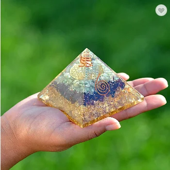 Orgonite Crystal Triple Money Pyramid Energy Generator Promotes Wealth and Prosperity with Green Aventurine