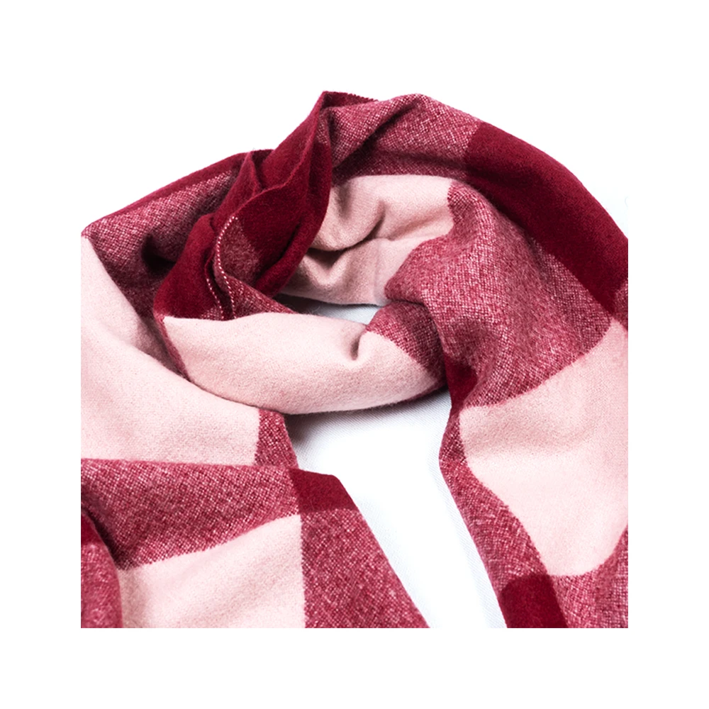 Buy High Quality Women Scarf Thick Felted Cashmere Scarf with Stripe Pattern Muffler Pashmina Style Fringes Direct Factory Price
