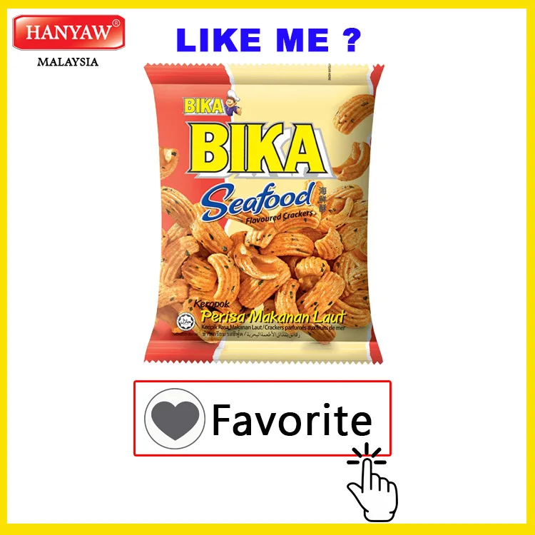 [Малайзия] Быстрая доставка + Халяльные сертифицированные крекеры для морепродуктов Bika (10 шт. x 6 пакетов 70 г/коробка)