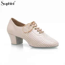Suphini sheep leather split sole 5cm cuban heel lace women practice Latin salsa dance shoes