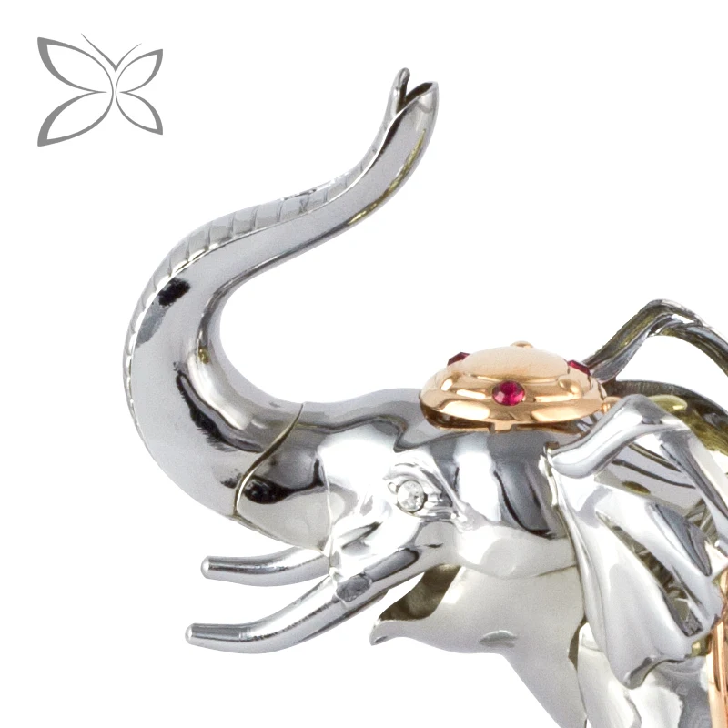 Crystocraft Deluxe 3D Chrome Plated Metal Elephant Figurines Decorated with Brilliant Cut Crystals
