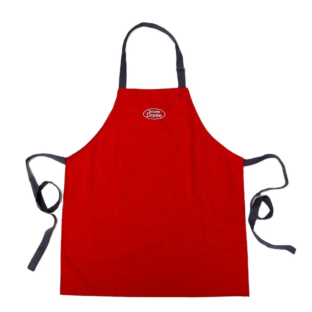Commercial Aprons Kitchen Red Polyester Cotton Customized Logo Fabric Promotional Adjustable length
