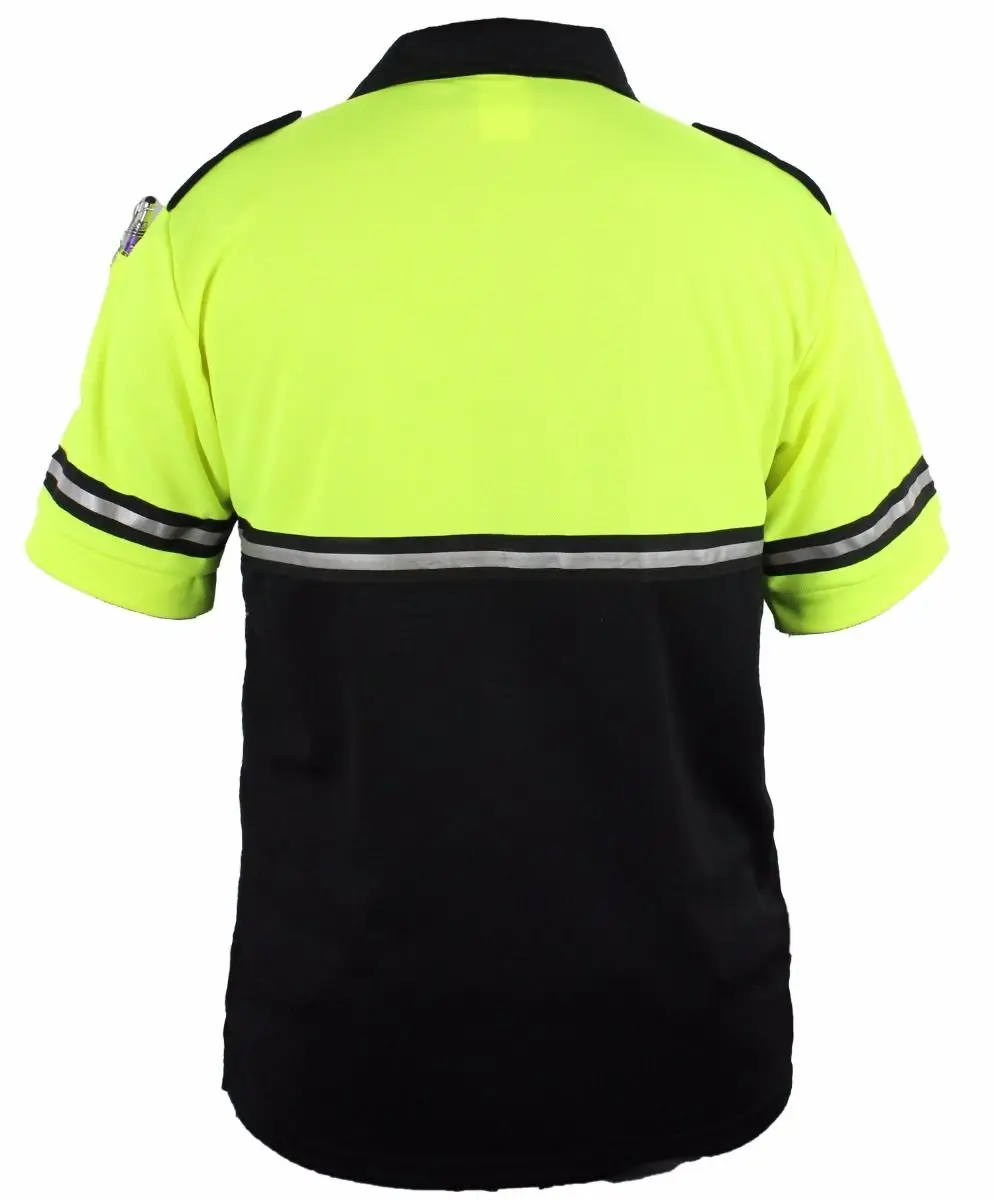 
Two Tone Security Bike Patrol Shirt with Reflective Stripes and Zipper Pocket 