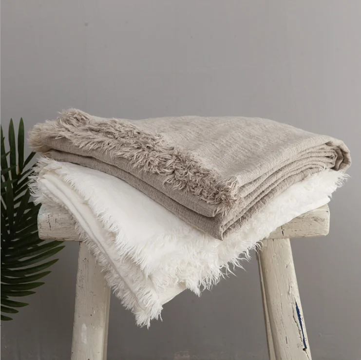  LZ pure 100% flax bed modern linen throw