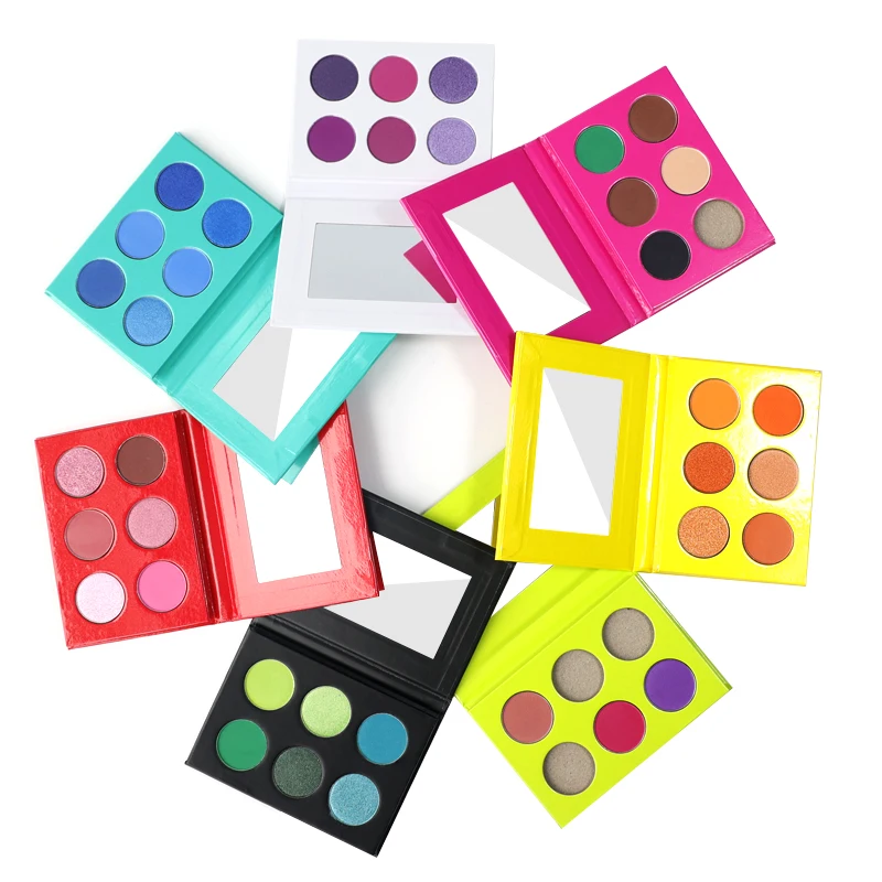 Low Moq 6 Pan Eyeshadow Palette Oem matte shimmer glitter high pigment Makeup Palette