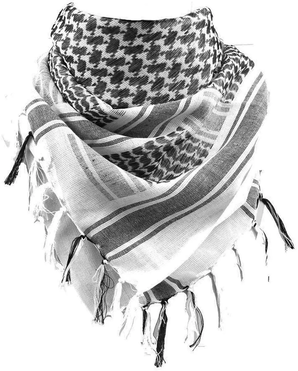 100% Cotton Shemagh New Tactical Keffiyeh Desert Head Neck Scarf Bandana for Men & Women Hijab