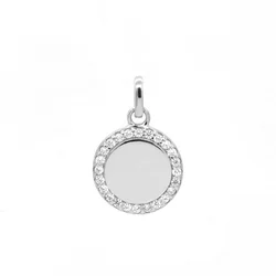 925 Sterling Silver Tiny Round Disc Crystal CZ Fashion Charm Pendant