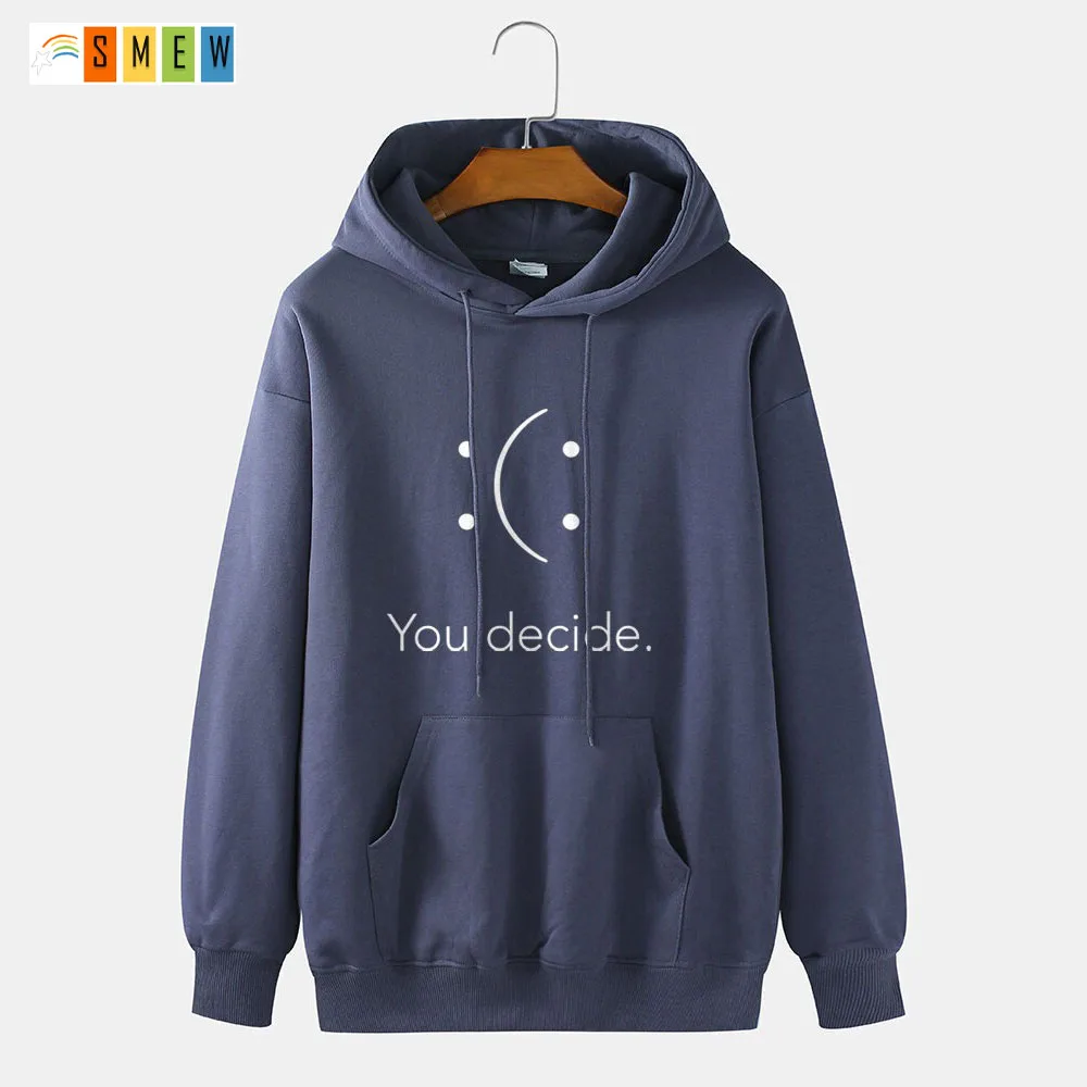 Mens You Decide Print Smile Pattern Drop Shoulder Hoodie With Pocket