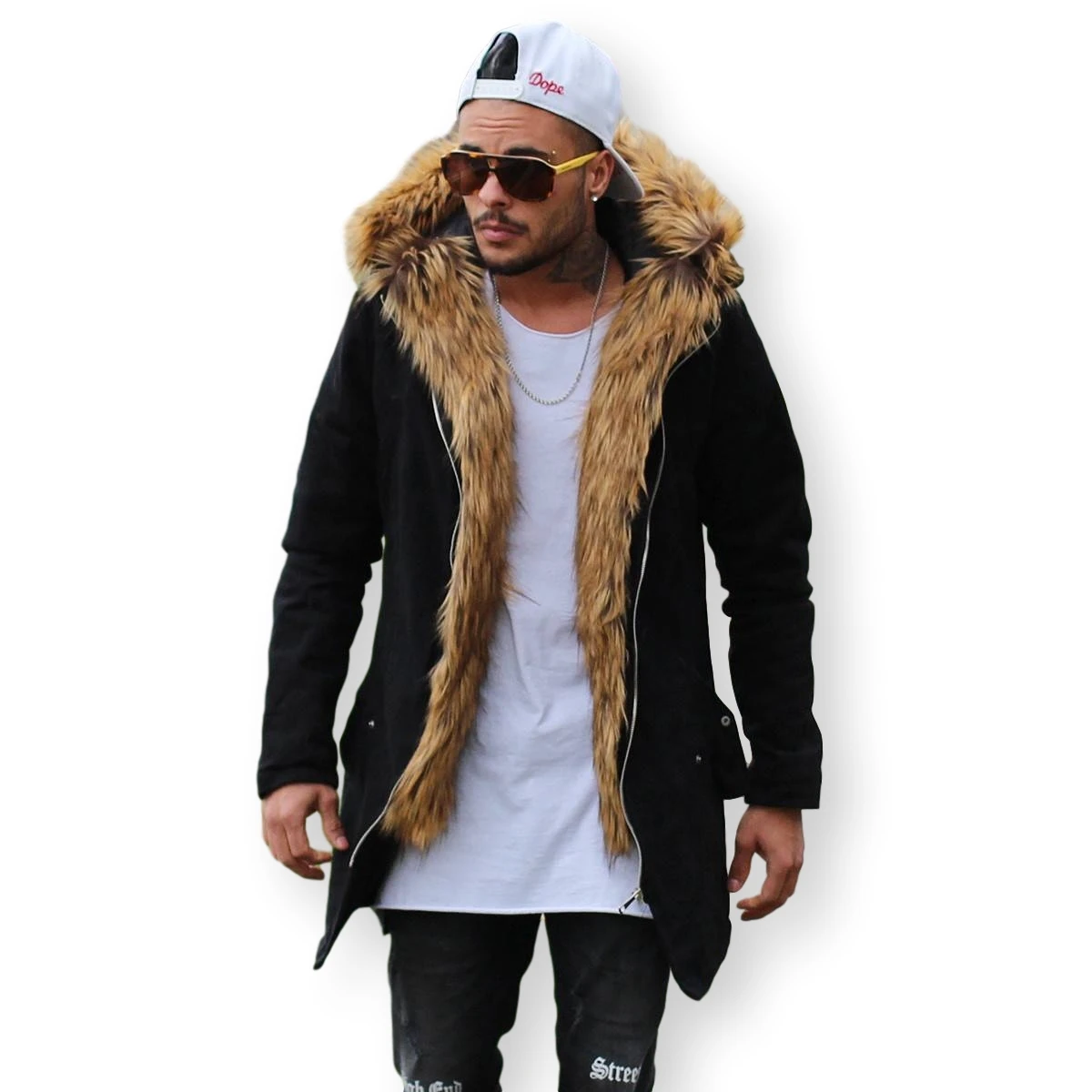 cotton 100% mv parker style mens jacket with furry trim in black new style good best price wholesale offer trend 2020
