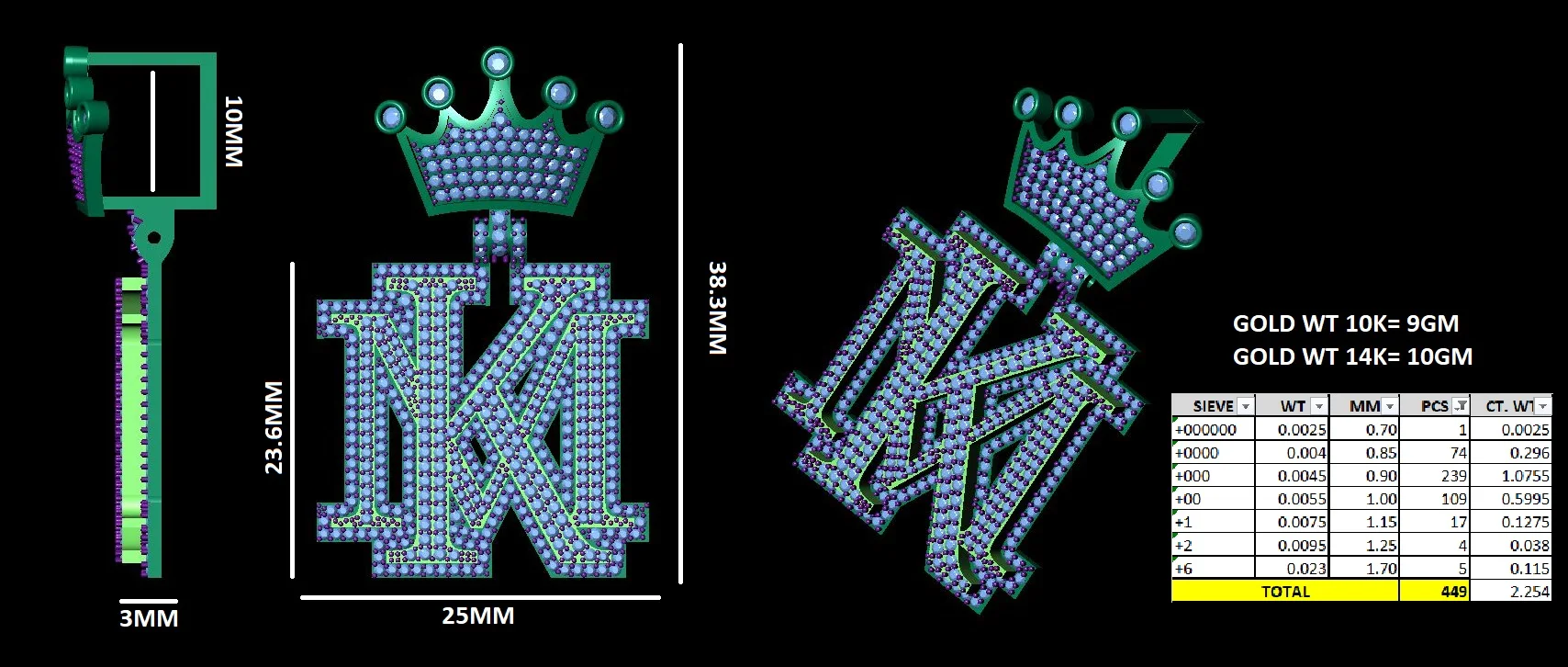 Hip Hop Jewelry Mens Iced Out Custom Letter Pendant 925 Sterling Silver VVS Moissanite Diamond